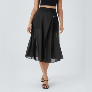 Halara Black Sheer Skirt with Shorts XL
